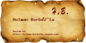 Holman Borbála névjegykártya